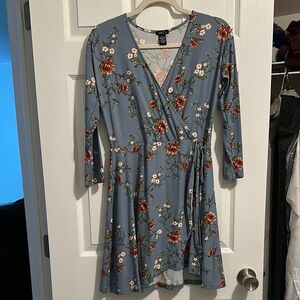 Rue21 Blue Floral Wrap Mini Dress